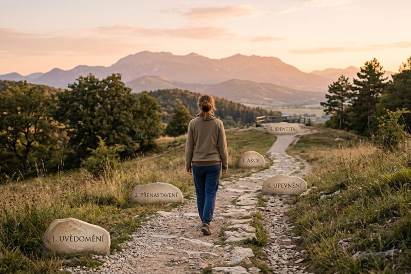 osobní rozvoj, jak se změnit, jak se zbavit úzkosti, jak přestat prokrastinovat, sebedůvěra, sebeláska, psychologie změny, vnitřní klid, 5 fází změny